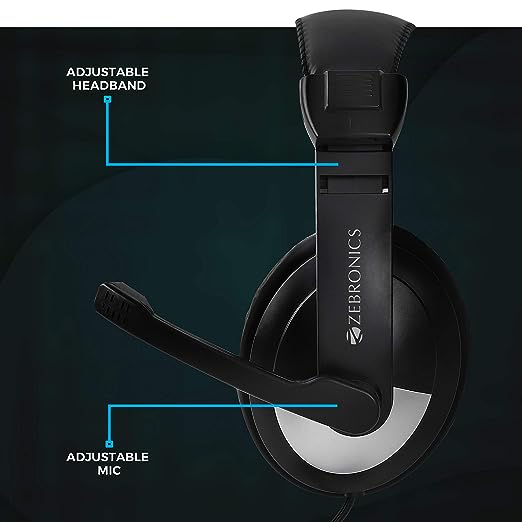 ZEBRONICS Zeb-200HM Wired On Ear Headphone with Mic, Dual 3.5mm Connectors, Adjustable Headband for PC Computers/Laptop (Black) ZEBRONICS Zeb-200HM Wired On Ear Headphone with Mic, Dual 3.5mm Connectors, Adjustable Headband for PC Computers/Laptop (Black)